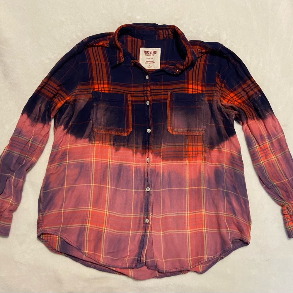 Distressed lightweight flannel button up